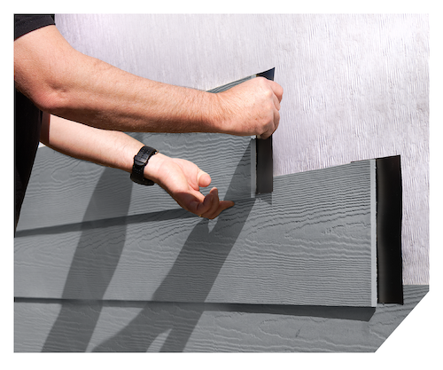 JointFlash being installed with James Hardie lap siding.